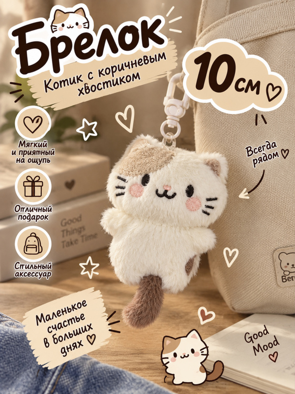 Брелок Коричневый хвостик 10 см